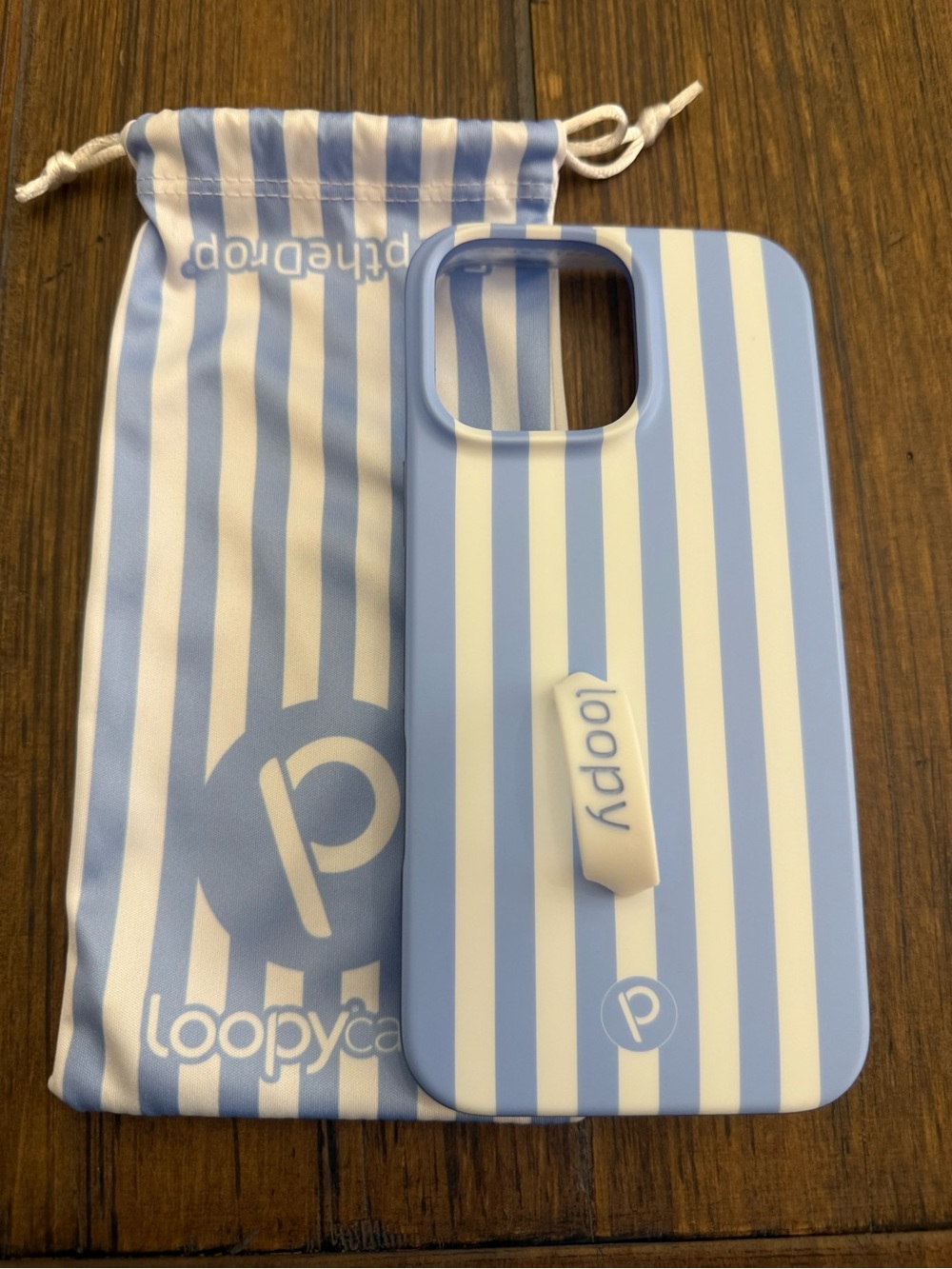 iPhone 15 Pro Max Loopy Case Case Blue & White Striped